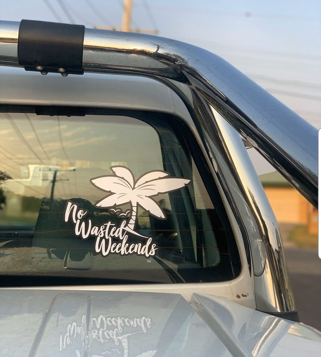 No Wasted Weekends A4 size SUPER STICKER (White logo / black outline ...